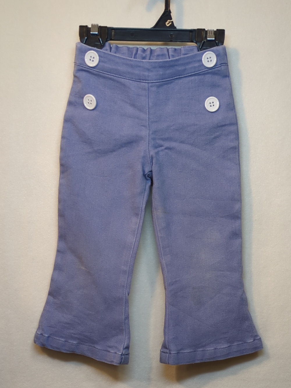 Kids Purple Button-Accent Flare Pants